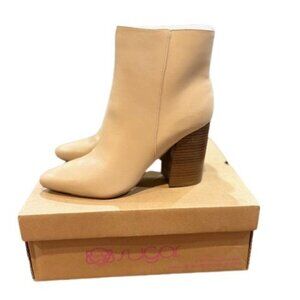Sugar Evvie Zipper Pointed Toe & Chunky Heel Ankle Boots in Tan – NIB – Size 7.5